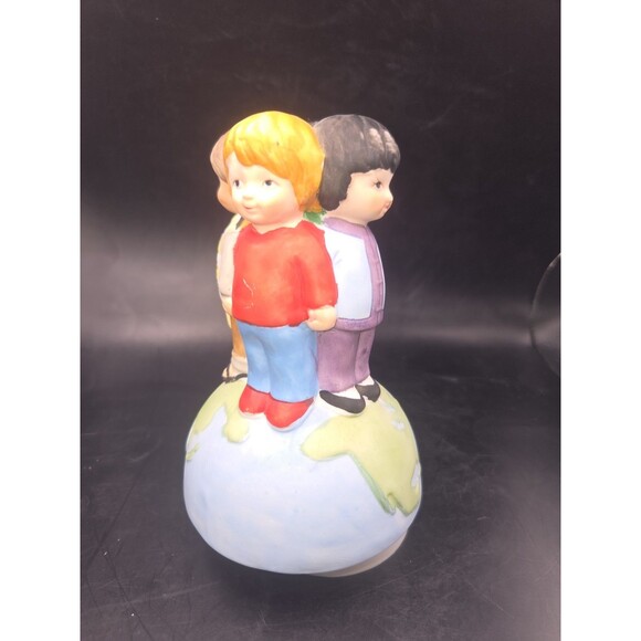 Vintage "We are the World" Music Box USA for Africa Brockman 1985 Ceramic works - Picture 7 of 16
